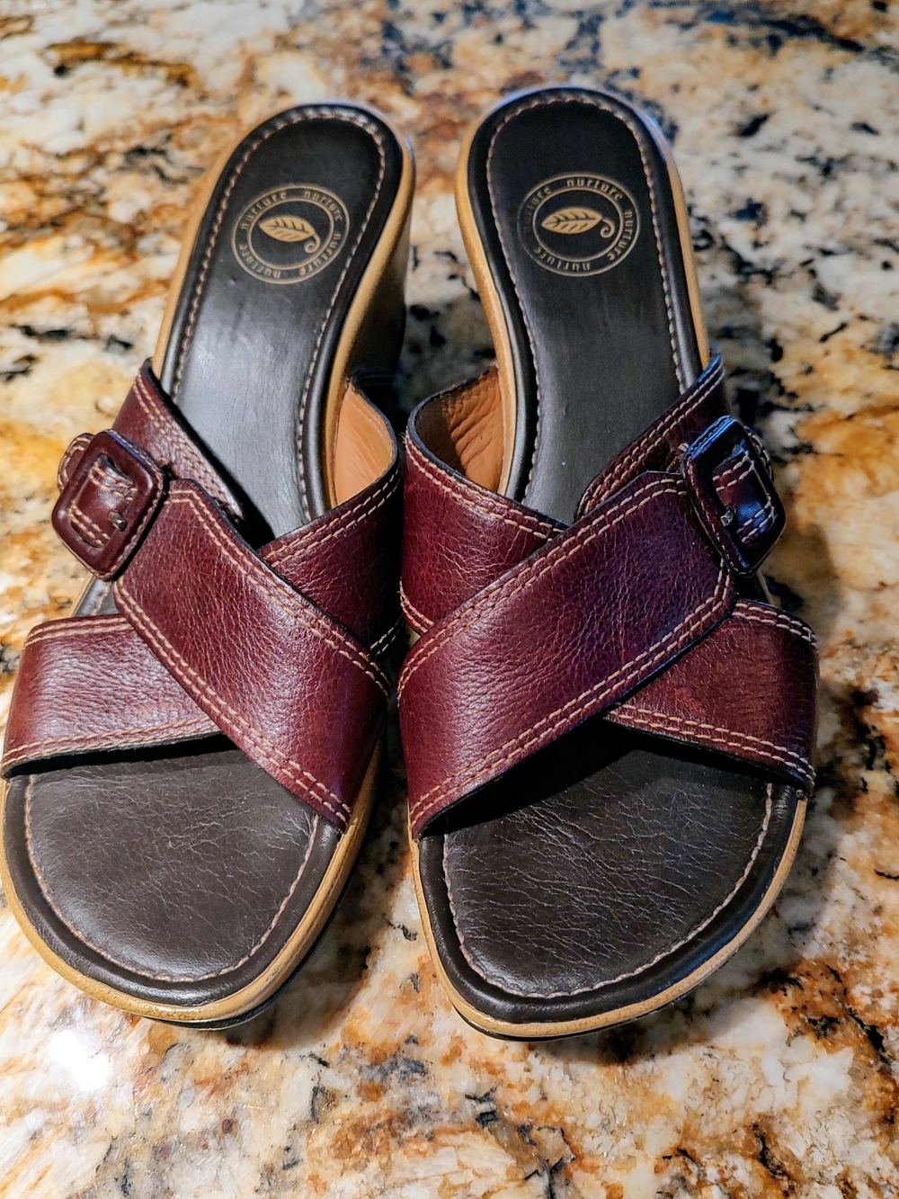Nurture by Lamaze Brown Crossover Leather Slip-On Mules